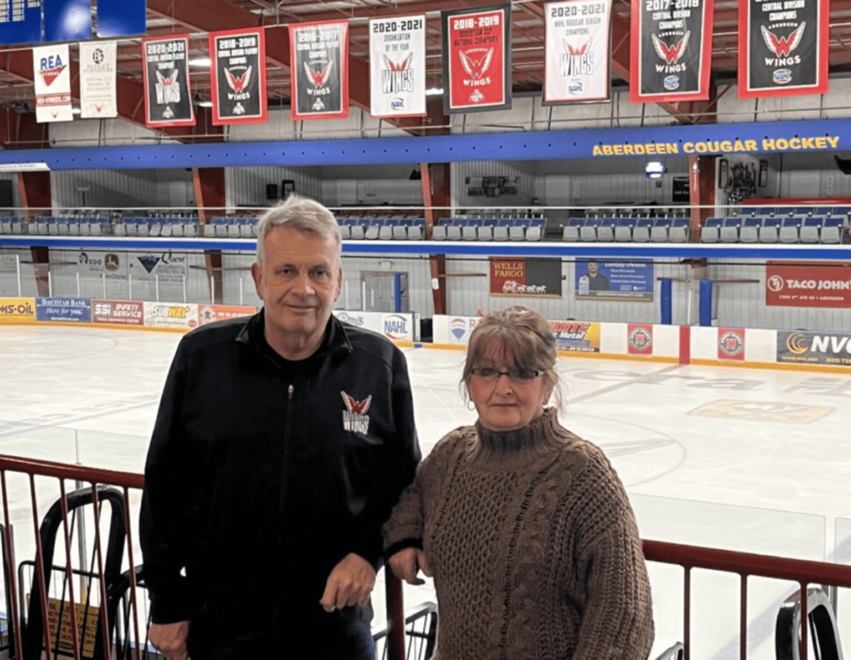 Image of Greg and Nancy Odde at the Odde Ice Center.