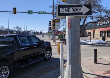 All traffic on Main Street through downtown, but the city council is considering converting the stretch to a two way. Aberdeen Insider photo by Scott Waltman