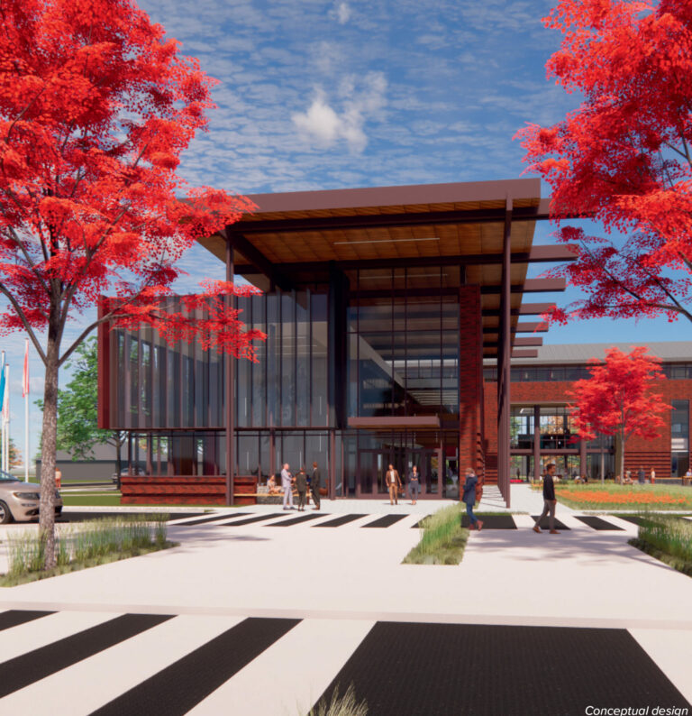 The new Business and Health Innovation Center on the campus of Northern State University will get $29.5 million in federal funding. Rendering courtesy of Northern State
