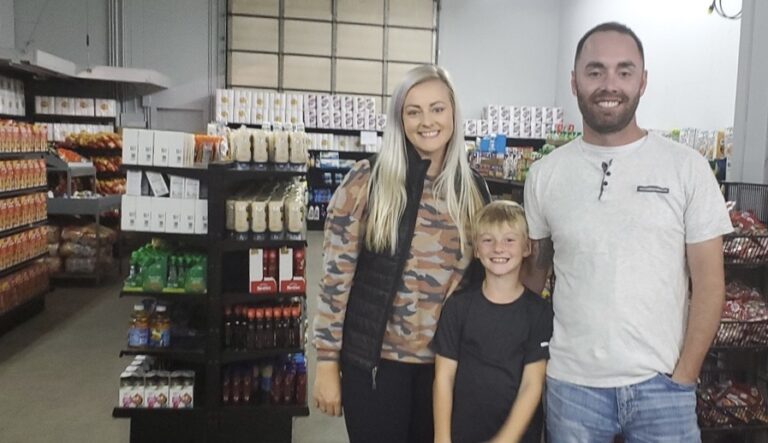 Treasure's Discount Market, which opened in September, is moving to the Hub City Lights building on Sixth Avenue Southeast. Cheri Mortenson and Jordan Torrence own the business. Also in the photo is Mortonson's sone Brodie Poppen. Aberdeen Magazine photo
