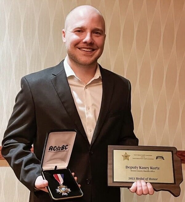 Brown County Deputy Kasey Kurtz recently received the Medal of Honor from the South Dakota Sheriffs' Association and the South Dakota Police Chiefs' Association. Photo courtesy of Brown County Sheriffs Office