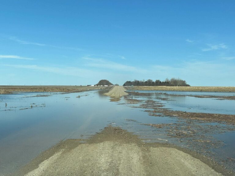 Willow Street/135th Street a mile south of Groton was flooded Monday, April 17. Photo courtesy of Carrie Cole