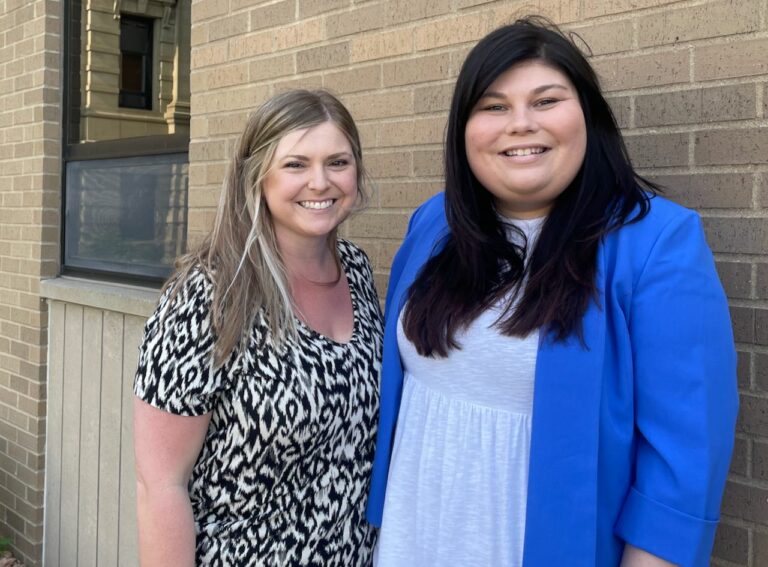 Diversion Coordinator Kelsi Vinger, left, stands with Deputy State's Attorney Karla Nelson. Aberdeen Insider photo by Elisa Sand