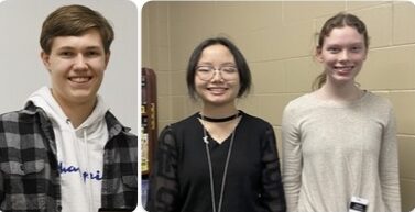 Central seniors, from left, Dustin Hermansenm Jia Wang and Sophia Uttermark will take their science fair entries to an international contest in May.