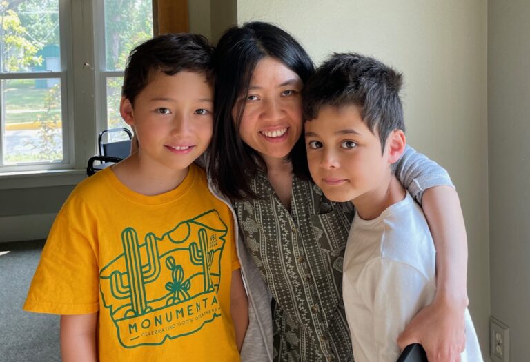 June Krause, center, stands with her two sons, left, Manuel and Richard. June Krause is opening Saigon House, a new Vietnamese restaurant near Northern's campus. Aberdeen Insider photo by Elisa Sand