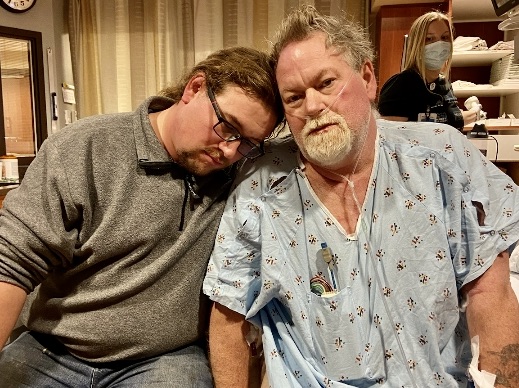 Brady and Mike Johnson in the hospital on Nov. 15, 2022 after Mike had a heart attack. His son Brady performed CPR until emergency responders arrived. Photo courtesy of Mike Johnson