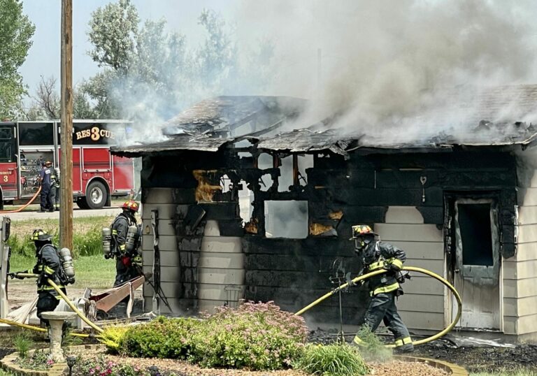 An unattached garage was destroyed in a fire on Thursday, June 22. Aberdeen Insider photo by Troy McQuillen