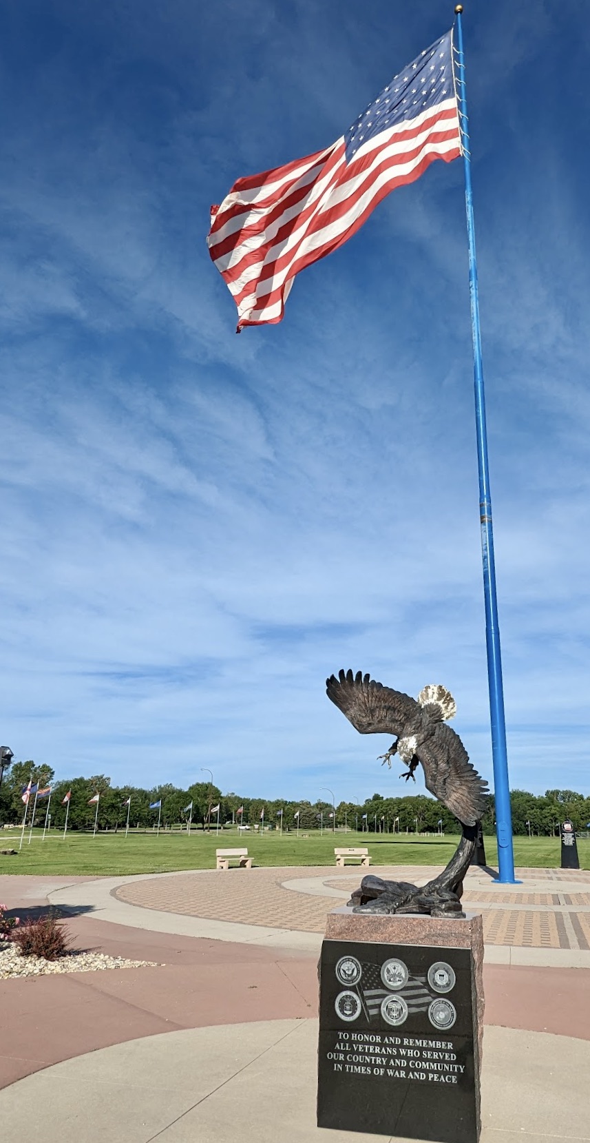 The stars and stripes waves over the Circle of Flags at Wylie Park. Aberdeen Insider photo by Scott Waltman