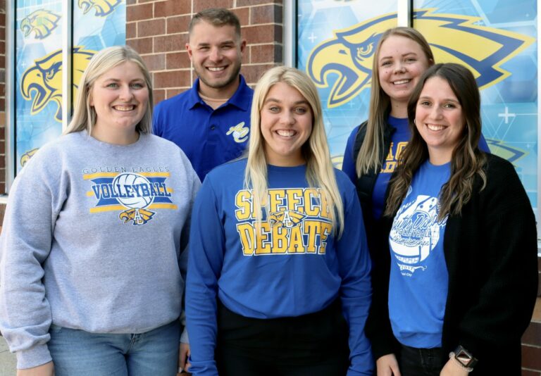 New teachers Haylee Mork, Ezekiel Wills, Mariah William, Sydney Hepperle and Megan Tiede all graduated from Central High School. Photo courtesy of Aberdeen Public Schools