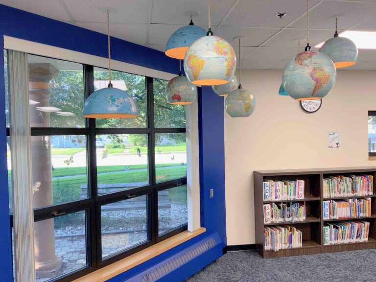 Nine globes at OM Tiffany were repurposed into hanging lights. Courtesy photo