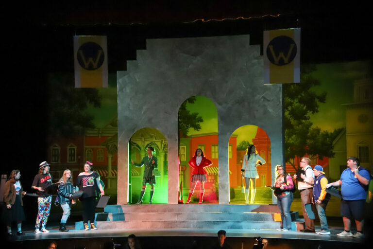 Northern State University students act on stage during a dress rehearsal run for "Heathers: The Musical" on Wednesday, Oct. 11. Aberdeen Insider photo by Symmone Gauer