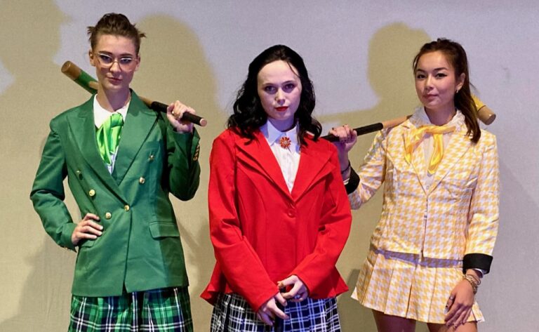 Northern State students, from left, Devin Thielen, Jaycee Nelson, and Jayda Hunstad star in this year's production of Heather's The Musical. Courtesy image