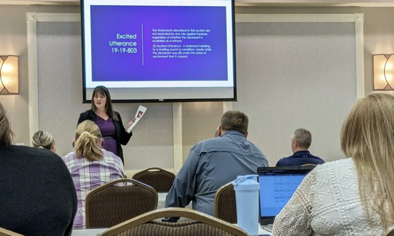 Pennington County State's Attorney Lara Roetzel speaks Thursday, Oct. 19 at the Northeast South Dakota Family Violence Protection Conference at the Dakota Event Center in Aberdeen. Aberdeen Insider photo by Scott Waltman