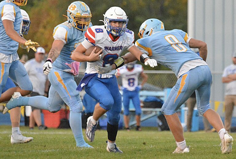 Hunter Cramer rushes the ball in Warner's 22-13 win against Hamlin on Friday, Sept. 23 in Hayti. He's helped lead the Monarchs to a 6-0 record so far this season. Watertown Public Opinion photo by Roger Merriam