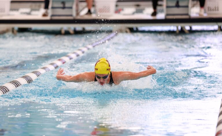 Northern State's Lilly Grebner cuts through the water during a swim meet for the Wolves. Photo courtesy Kory Burdick