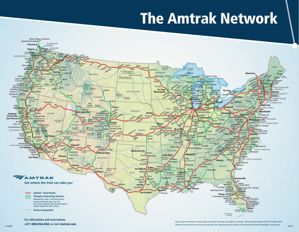 Amtrak map courtesy of Amtrak
