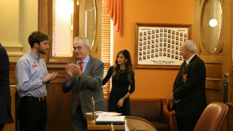 Gov. Kristi Noem enters House chamber to deliver joint address on border. Dakota Scout photo by Jonathan Ellis
