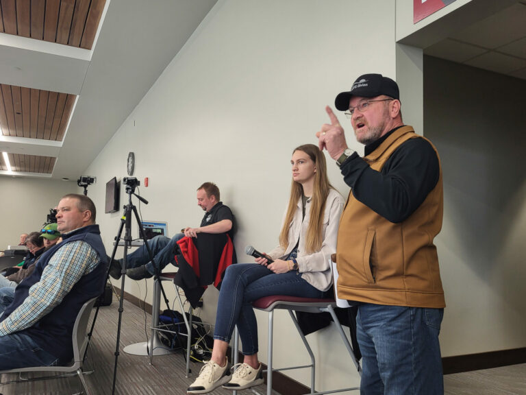 President of the South Dakota Farmers Union Doug Sombke got in a heated discussion with legislators during the legislative coffee Saturday, Feb. 24. Aberdeen Insider photo by Symmone Gauer