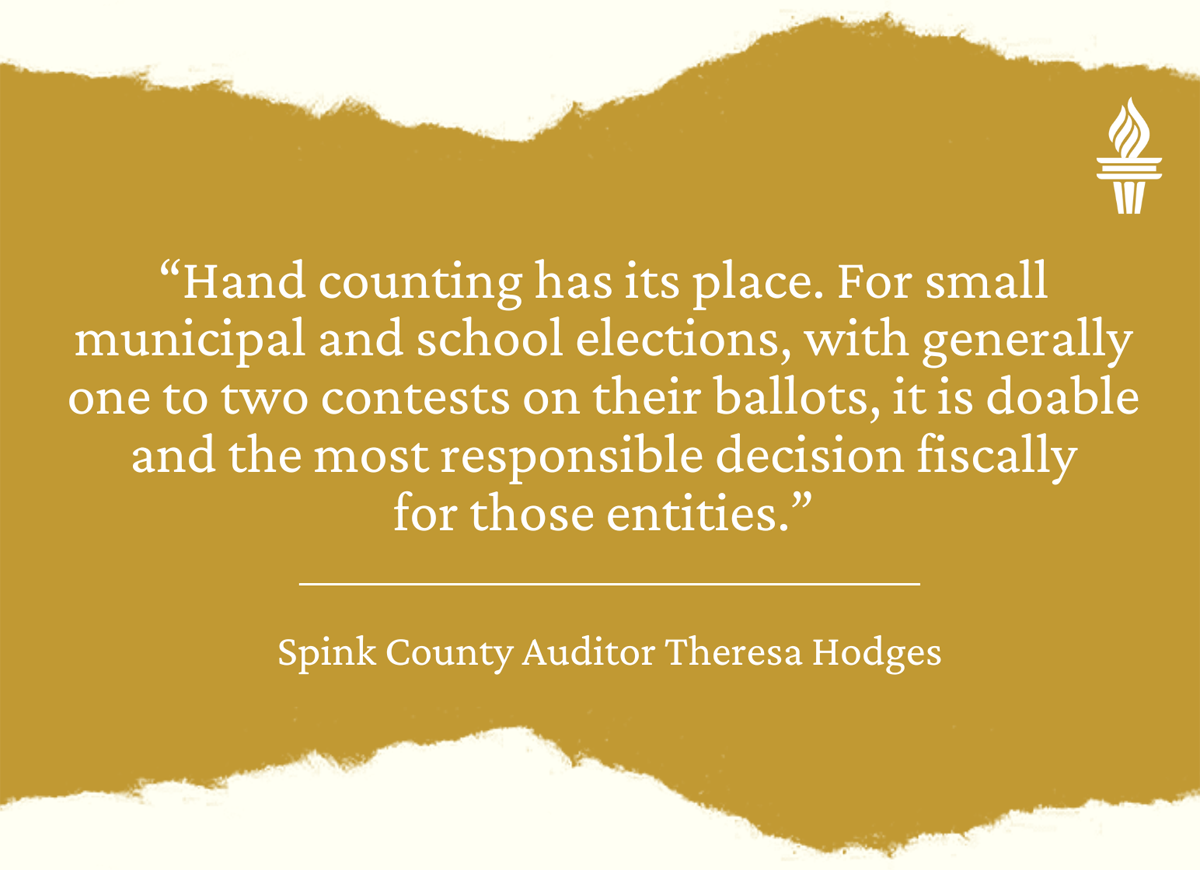 Hand counting Spink County auditor quote