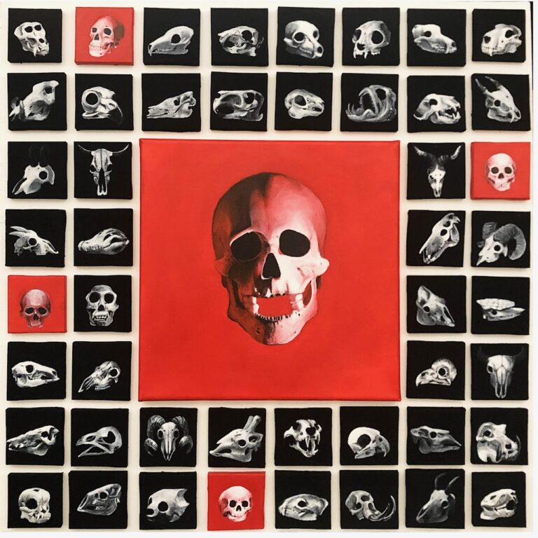 Ken Aumer's painting entry in the State Visual Arts Contest features a collection of 48 smaller paintings assembled on one canvas. Courtesy photo.