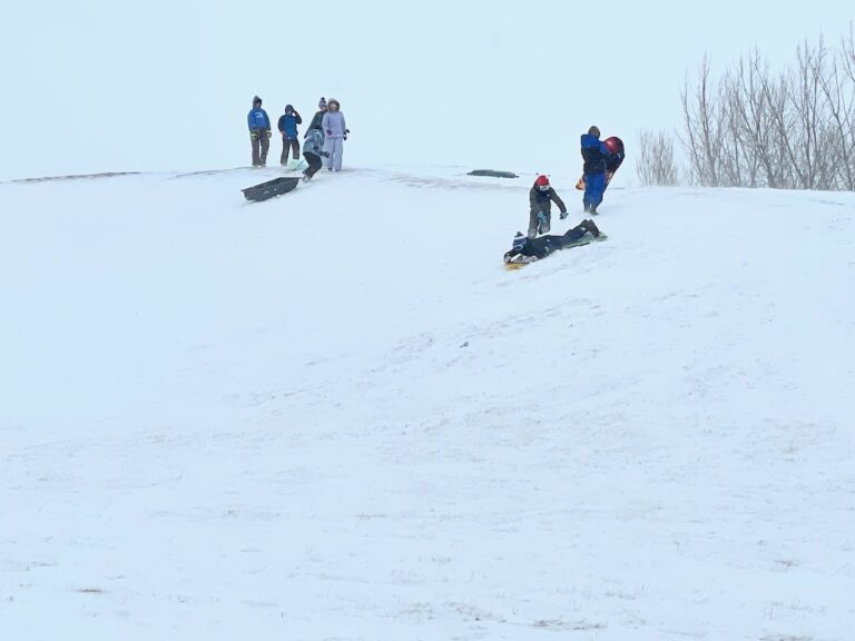 Area youth enjoy at least part of their snow day on Monday, March 25 at the Baird Park snow hill. Aberdeen Insider photo by Elisa Sand