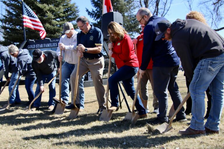 A groundbreaking ceremony was held on Thursday, April 4 for the Gold Star Family Memorial Monument that will be added to Anderson Park along Sixth Avenue Southeast near the Aberdeen Area Senior Center. Aberdeen Insider photos by Scott Waltman