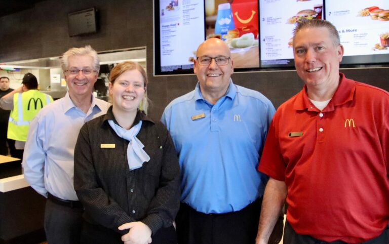 Owner Mike Salem, let; Winter Heim, general manager of the Second Street McDonald's; Joe Zerr, supervisor/director of operations; and Paul Fisher, general manager of the Sixth Avenue McDonald's; are parts of a team that makes the restaurants successful in Aberdeen. Aberdeen Insider photo by Scott Waltman.