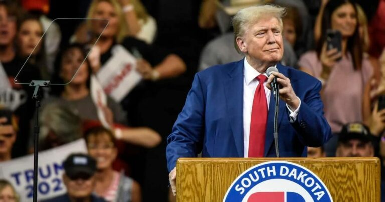Republican nominee and former president Donald Trump has a lead of 50% to 31% over President Joe Biden in South Dakota for the 2024 election, according to a scientific poll of 500 registered voters co-sponsored by South Dakota News Watch. Rapid City Journal file photo.