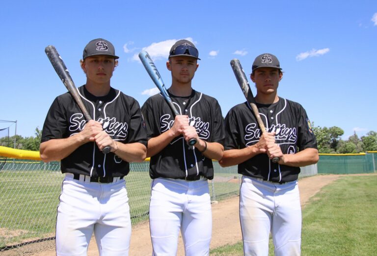 Teammates Phillips Zens, left, Cooper Eisenbiesz, and Drew Salfrank add power and speed to Smittys lineup. Aberdeen Insider photo by Robb Garofalo.