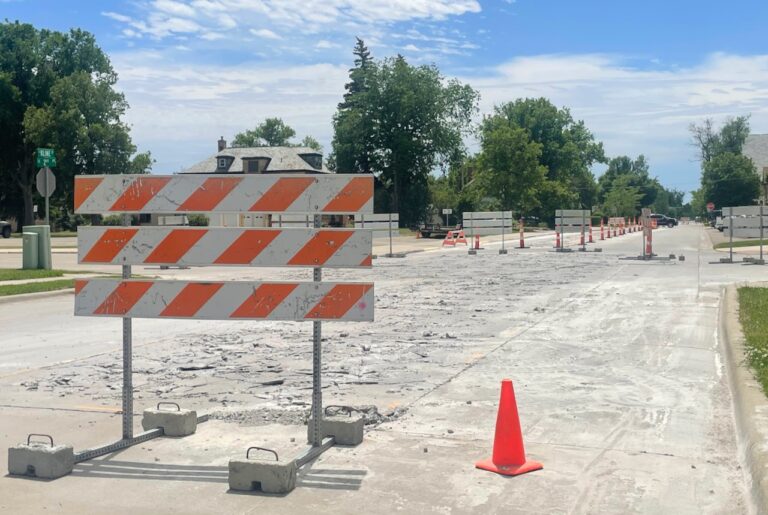 Two sections of Kline Street in Aberdeen will be blocked off for construction work this summer. This stretch between First Avenue Southeast and Sixth Avenue Southeast will have sections of pavement replaced. Aberdeen Insider photo by Elisa Sand.