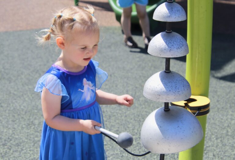 Storybook Land at Wylie Park will be open to foot traffic daily from 10 a.m. to 7 p.m. starting Tuesday, April 15. Charlotte Huether of Alpena enjoyed her visit to the park last summer. Aberdeen Insider file photo by Elisa Sand.