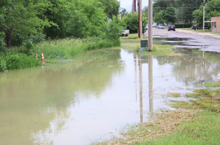 There was lots of standing water near the intersection of North Jackson Street and First Avenue Northeast where a major water main broke, leaking about 2.5 million gallons of water on Thursday, June 20. Aberdeen Insider photo by Elisa Sand.