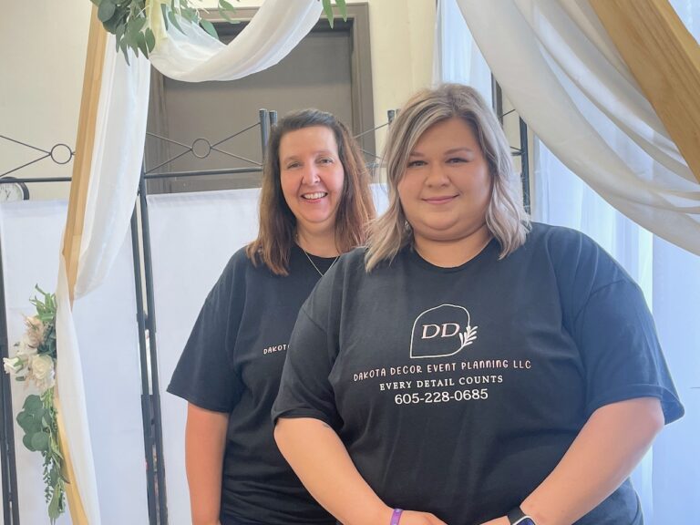 Kathy Zerr, left, and Kierra Vasvick launched Dakota Event Planning in October, quickly outgrowing Zerr's home. The business is now in the historic railroad depot on North Main Street. Aberdeen Insider photo by Elisa Sand.