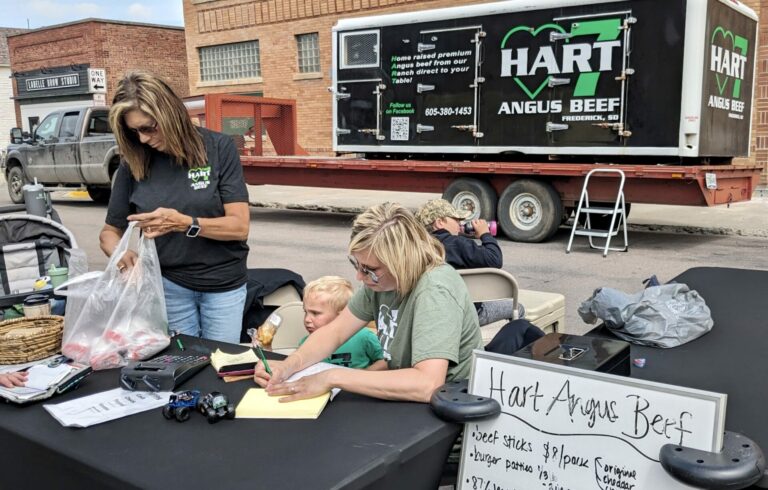 Hart Angus sells beef products at the farmer's market at Malchow Plaza every Saturday morning. Aberdeen Insider photo by Scott Waltman.