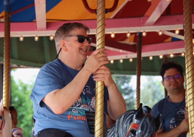 Greg Van Gompel, an attorney for the National Amusement Park Historical Association, was one of nearly 40 members who spent time at Storybook Land for the group's 2024 Park Hop. Aberdeen Insider photo by Elisa Sand.