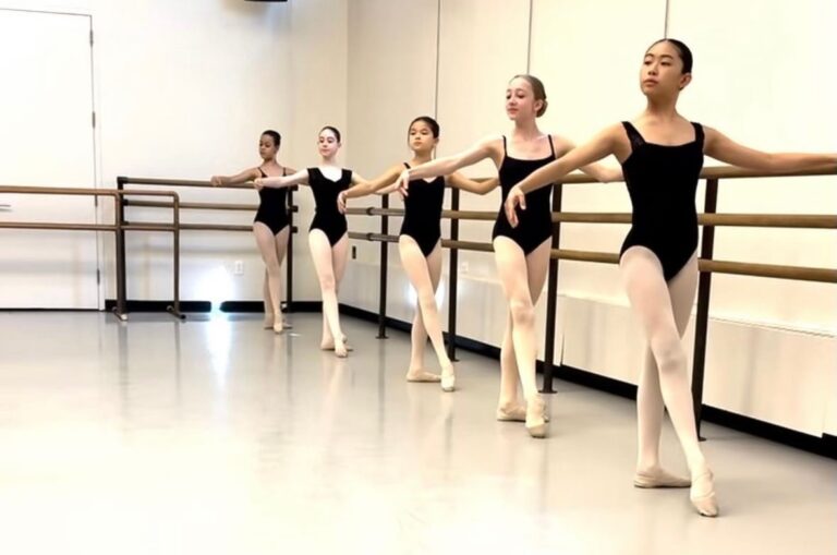 Zoey Merkel, second from right, in one of her dance classes at Ellison Ballet earlier this summer in New York City. Courtesy photo.