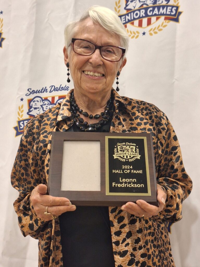 Leann Frederickson of Aberdeen was inducted into the South Dakota Senior Games Hall of Fame  during a ceremony in earlier this month. Photo courtesy of Leann Frederickson.