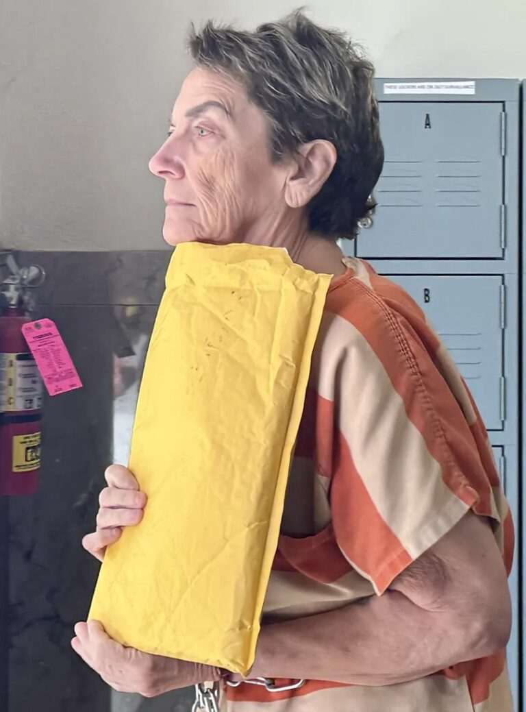 Former South Dakota Department of Social Services employee Lonna Carroll exits the Hughes County Courthouse after pleading not guilty to the two felony charges she faces for allegedly stealing money from her former employer. Dakota Scout photo by Austin Goss.