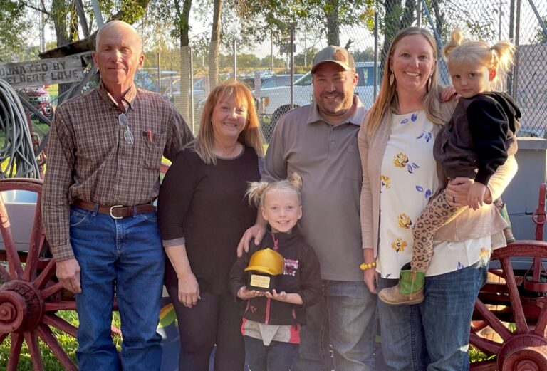 This year's Aberdeen Area Chamber of Commerce Farm Family of the Year is the Brandlee family from Pierpont. The family includes, from left, Mark, Deb, Clint, Kelly, Kylie and, front, Jaycee. Aberdeen Insider photo by Troy McQuillen.