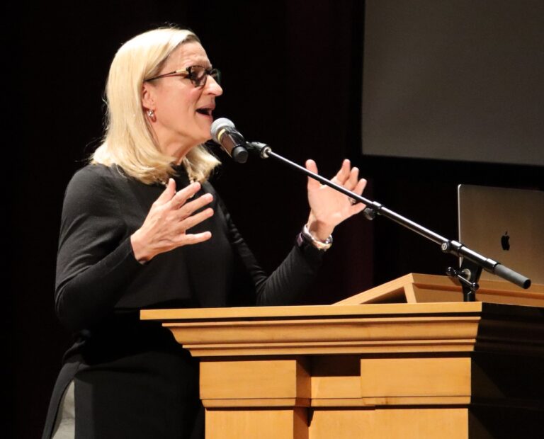 Ruta Sepetys was in Aberdeen Wednesday, Sept. 25 at the Johnson Fine Arts Center for Northern State University's Larry and Julie Poppen Common Read lecture. She spoke about her book, "I Must Betray You." Aberdeen Insider photo by Elisa Sand.