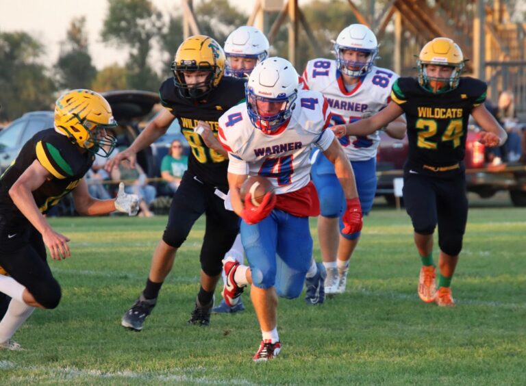 Warner's Jesiah Baum breaks free for a 22-yard touchdown against Northwestern during the 2024 season. Baum and the Monarchs are ranked fourth in the preseason high school football Class 9A poll. Aberdeen Insider photo by Robb Garofalo.