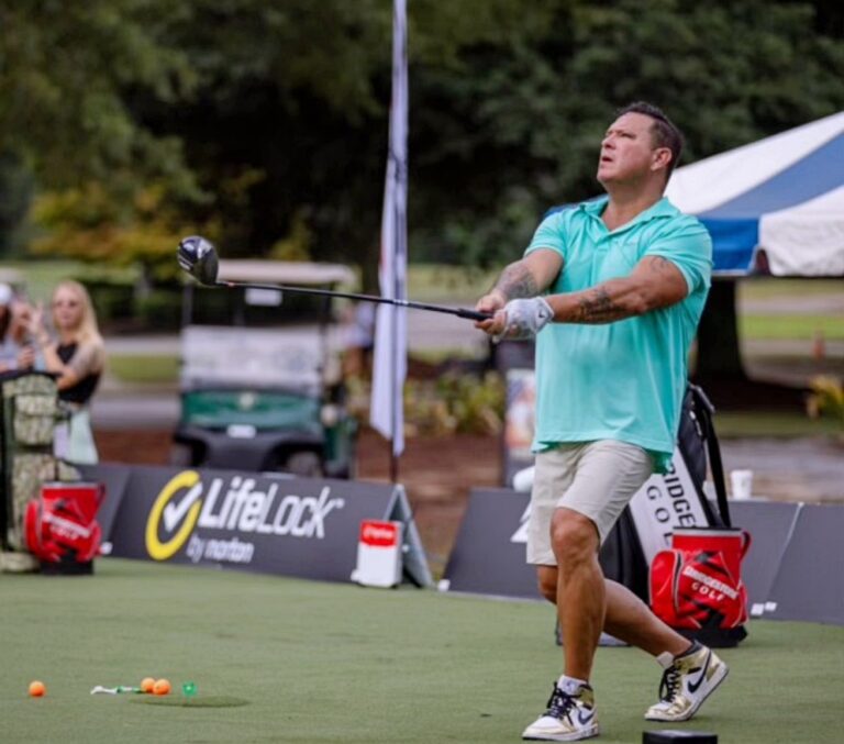 Scott WithHorn watches his shot during the World Long Drive Championships Senior Division Friday, Oct. 4 in Columbia, S.C. He lives in Aberdeen part of the year. Courtesy photo.