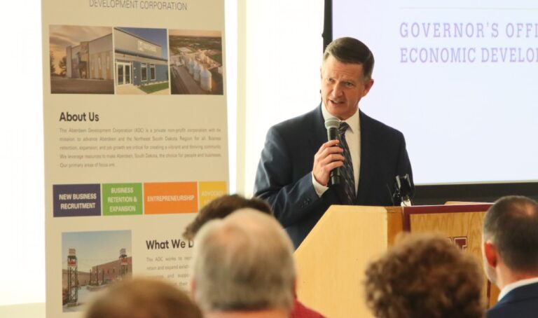 Joe Fiala, commissioner for the Governor's Office of Economic Development, talks about Smack Pet Food expanding to Aberdeen. Aberdeen Insider photo by Elisa Sand.