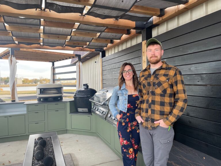 Kelsie Ehresmann and Austin Holscher are busy setting up the showroom for Crafted Interiors. They're available for appointments and hoping to have a grand opening toward the end of the year. Aberdeen Insider photo by Elisa Sand.