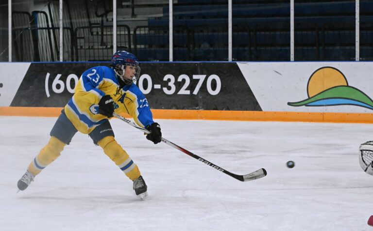 Aberdeen forward Rachel Siefken puts a shot on goal during the first period Saturday, Nov. 30 against Mitchell at the Odde Ice Center. The Cougars scored late to pick up a 3-2 victory. Aberdeen Insider photo by Robb Garofalo.