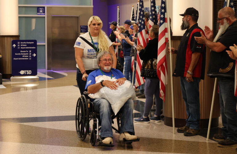 Chuck Gabriel of Aberdeen was honored for his service as one of the veterans selected to participate in the Midwest Honor Flight in September. A Redfield native, Gabriel served in the Navy in Vietnam. Courtesy photo.