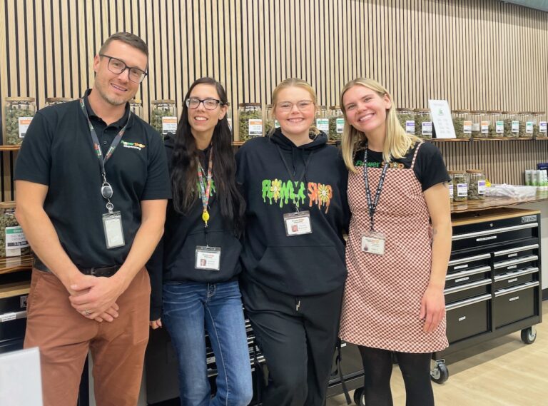 The Flower Shop employees include, from left, manager Peter Dikun, Kaitlyn Bristlin, Peyton Beckwith and Kayla Schnedeker. Aberdeen Insider photo by Elisa Sand.