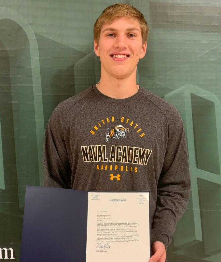 Roncalli senior Brody Weinmeister has received a principal nomination from U.S. Sen. Mike Rounds to the U.S. Naval Academy. Photo courtesy of Roncalli.