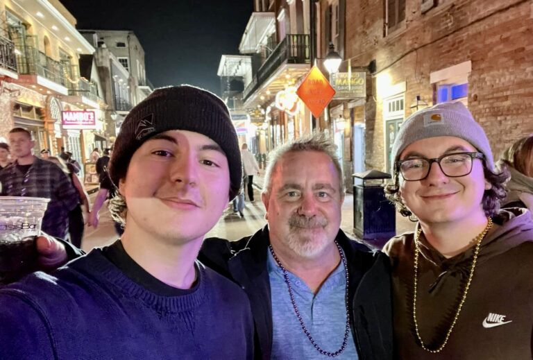 Brad Bender of Britton, center, his sons Gage, left, and Zachary and his wife Jane stayed in the French Quarter of New Orleans on New Year's Eve 2024. Photo courtesy of Brad Bender.