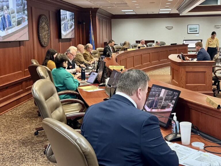 Sen. Michael Rohl, R-Aberdeen, pitches bills to the Senate State Affairs Committee on Wednesday, Jan. 22 at the state capitol in Pierre. Dakota Scout photo by Austin Goss.